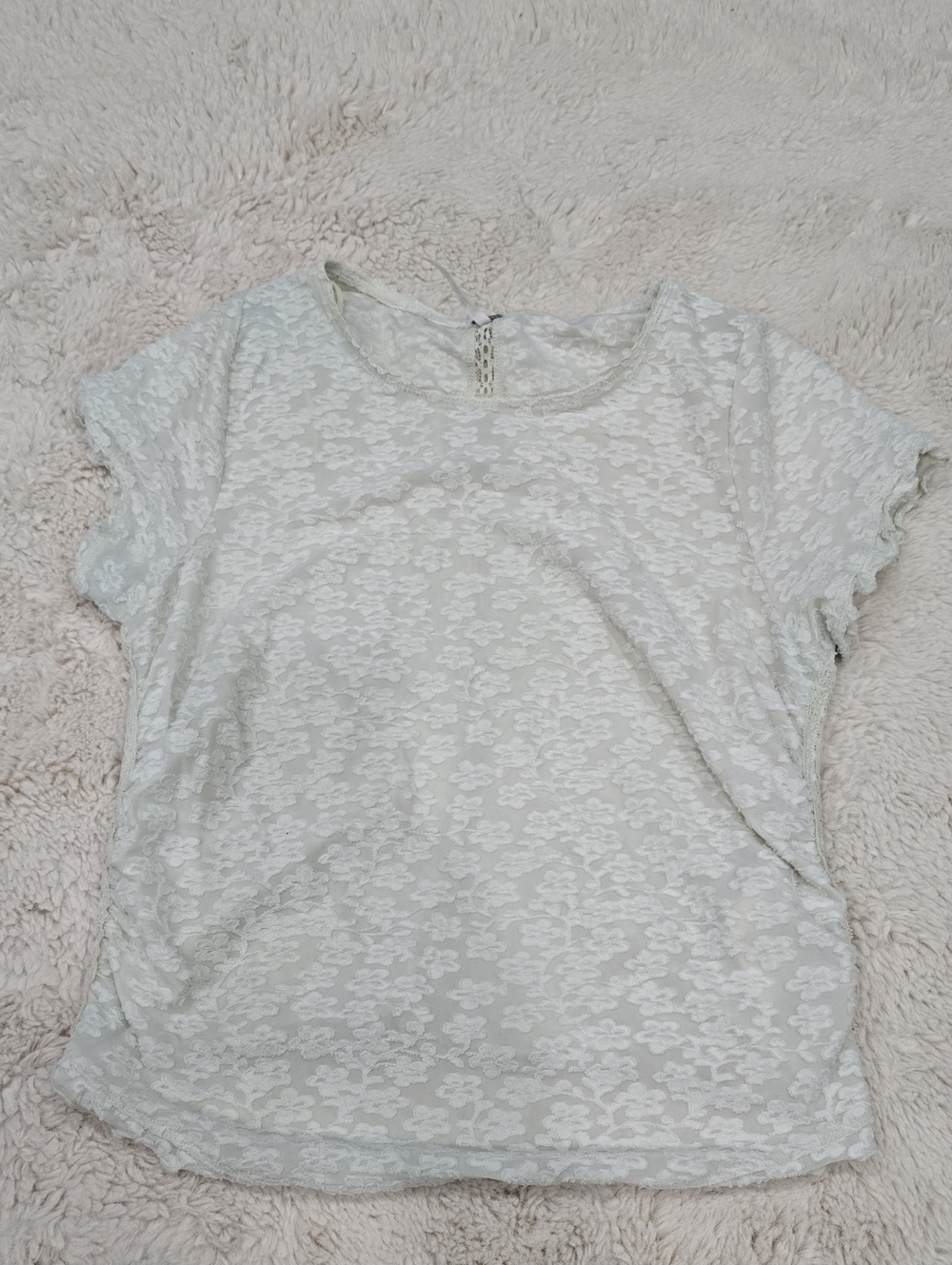 Free People Cream Lace Cap Sleeve Tee